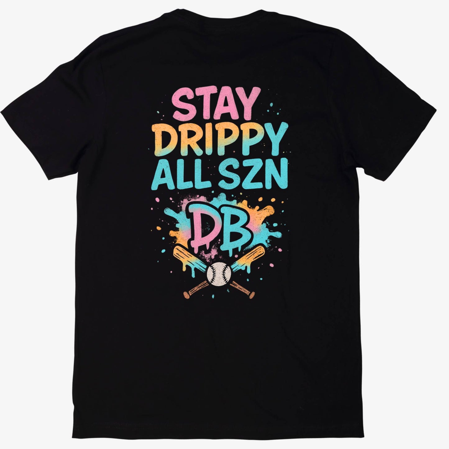Stay Drippy All SZN Black Youth Baseball Shirt by Drippy Boyz – Graffiti Style with DB Logo