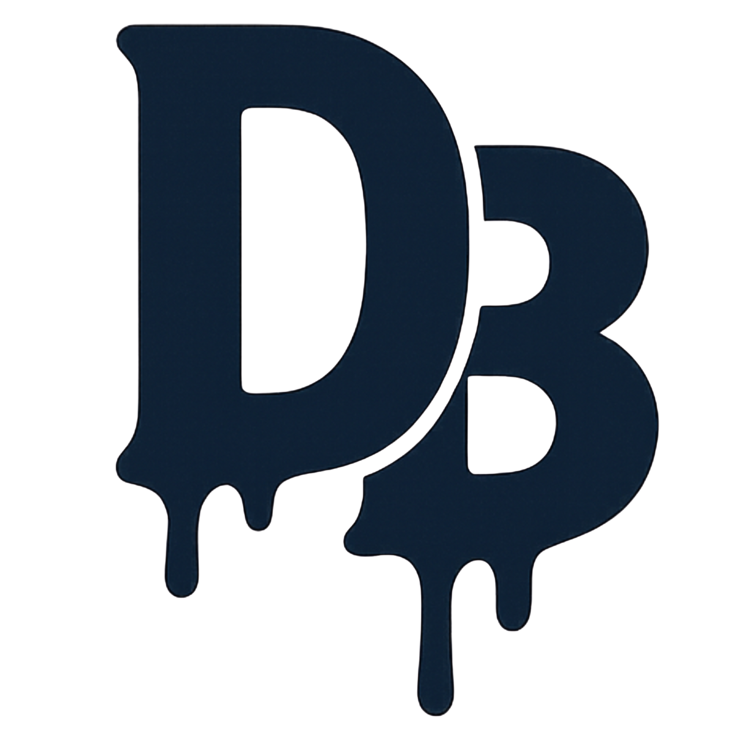 Drippy Boyz DB logo – dark blue dripping letter design representing urban streetwear brand identity.